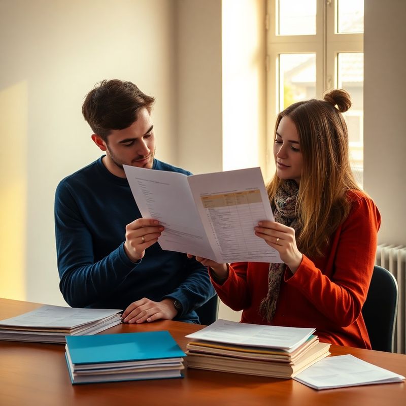 Elev și profesor revizuind împreună o fișă de evaluare